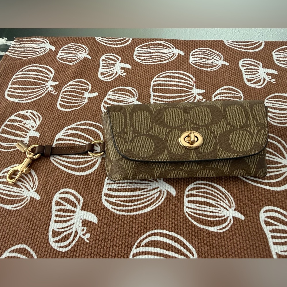 Tan and cream sun glasses case.